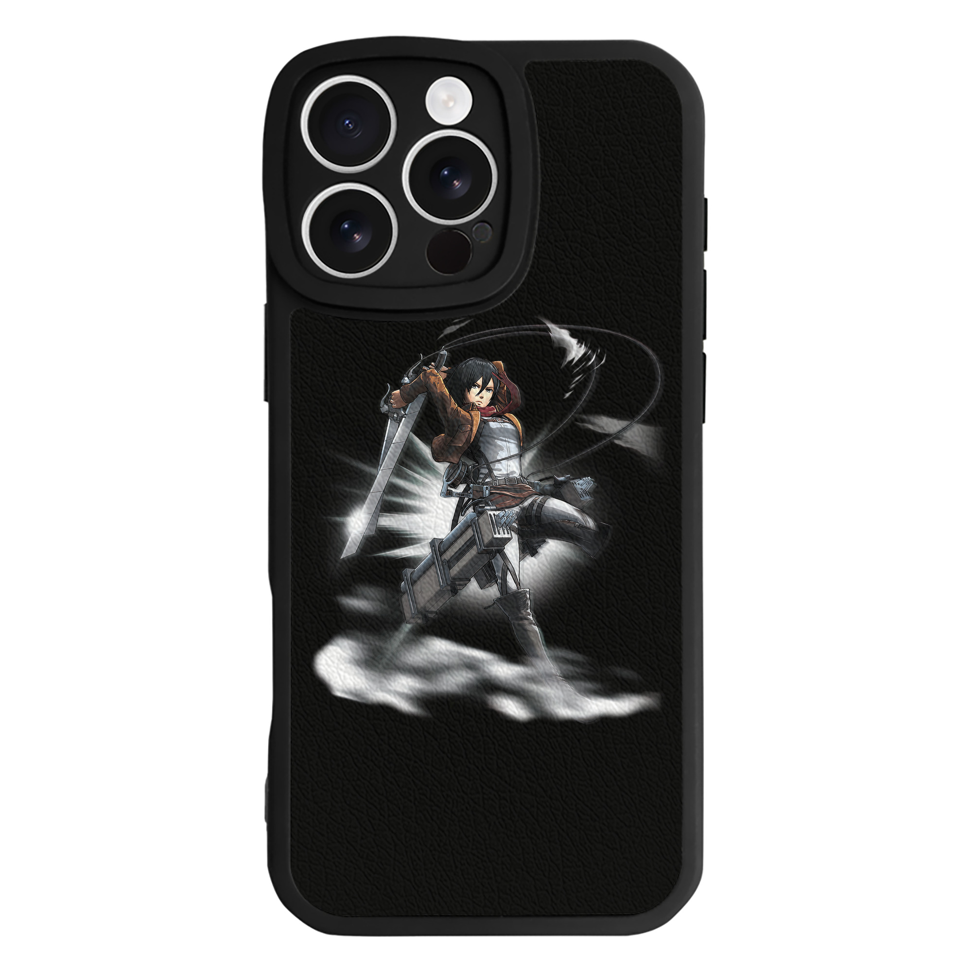 （画像用） 進撃の巨人 ミカサ·アッカーマン Attack on Titan Mikasa Ackerman 【iPhone 16シリーズ対応】シリコンスマホケース（レザー調） 材質：シリコン